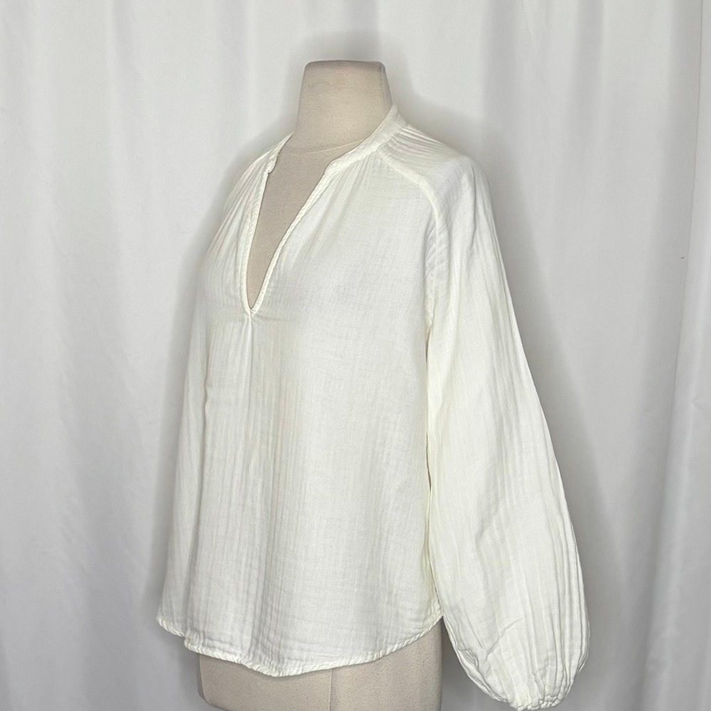 CP SHADES Swingy Gauze Off White Top Blouse Coastal Raglan Gauzy Solid X-Small - Picture 6 of 13